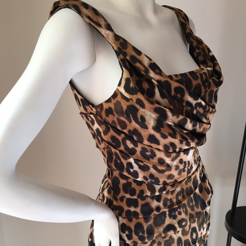 Express Leopard satin ruched blouse